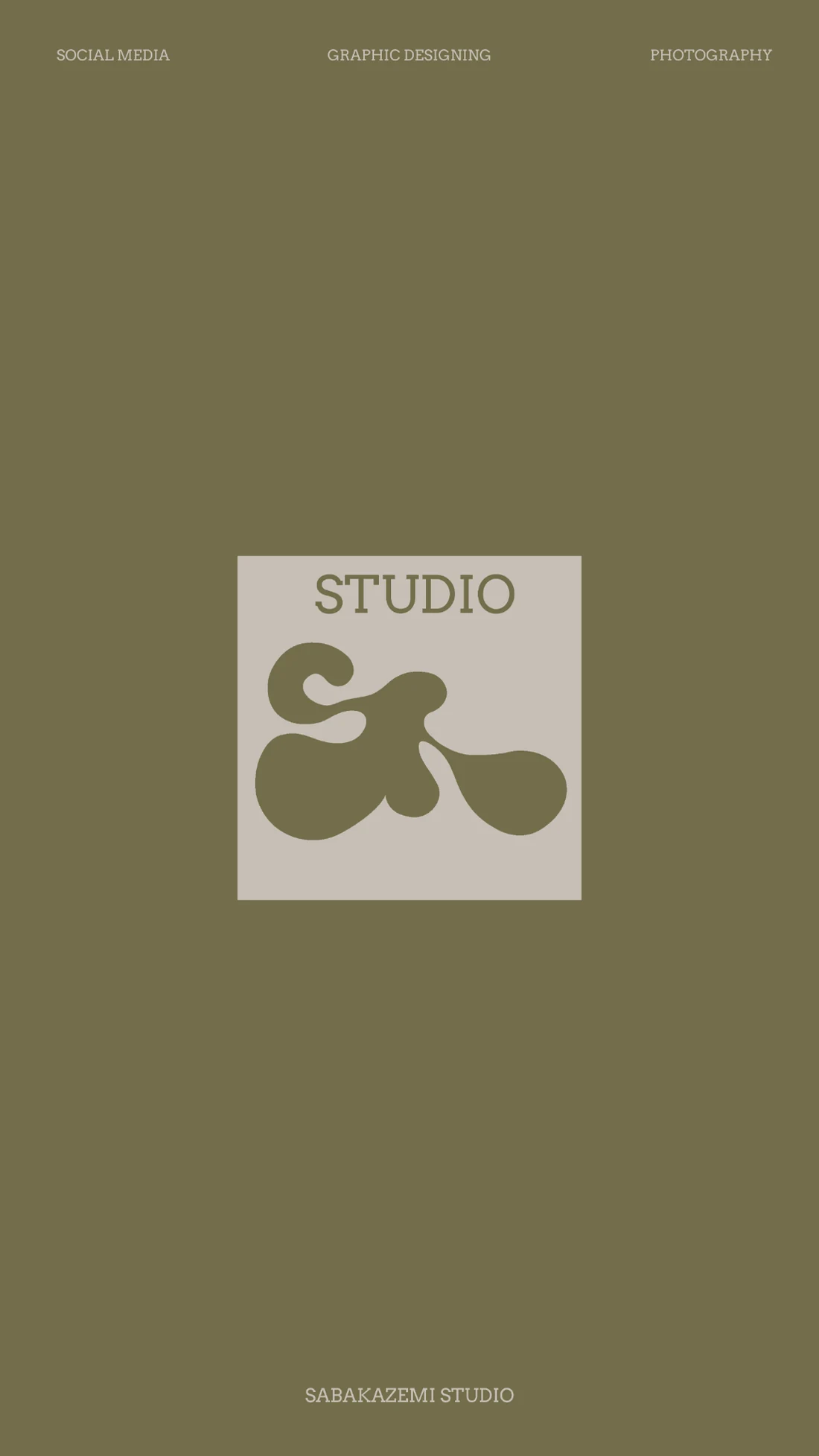 Olive-toned composition featuring the personal logo